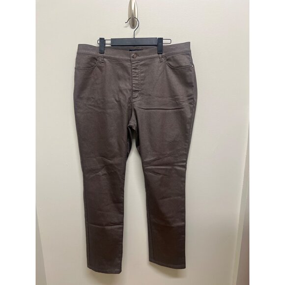 Lafayette 148 Metallic Brown Straight-Leg Thompson Pants Womens Size 14 - Picture 3 of 10